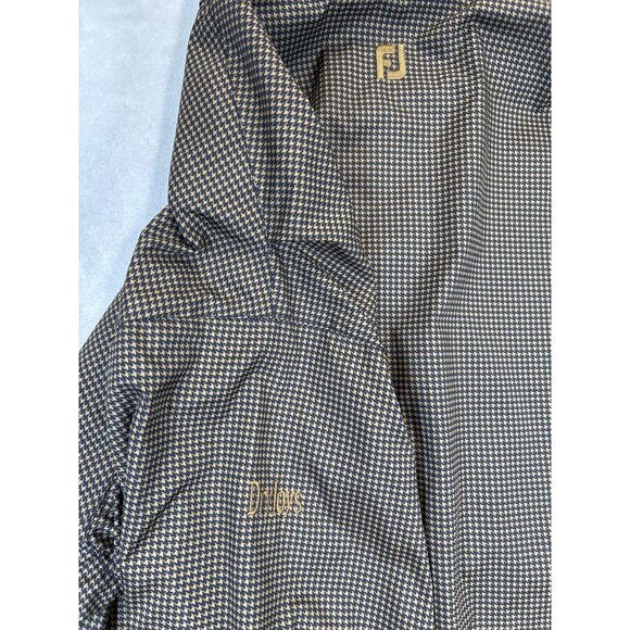 Dryjoys By Footjoy Pullover Mens Large Brown Golf Houndstooth Windbreaker Jacket - Picture 9 of 10